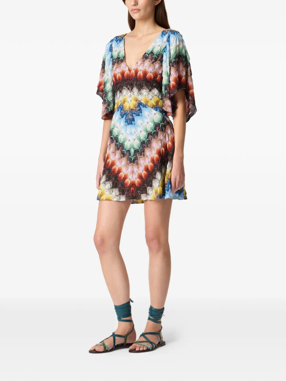 Missoni Lamé viscoseblend mini-jurk met kant Blauw