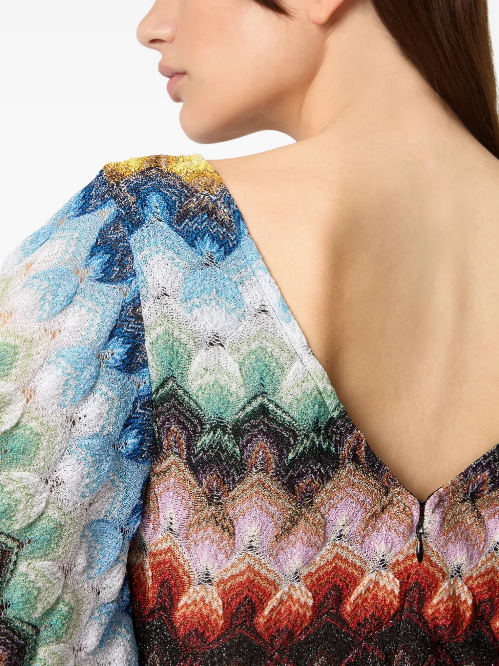 Missoni Lamé viscoseblend mini-jurk met kant Blauw