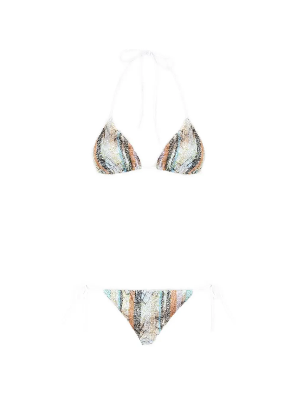 Missoni Bikini met zigzag patroon en pailletten Wit