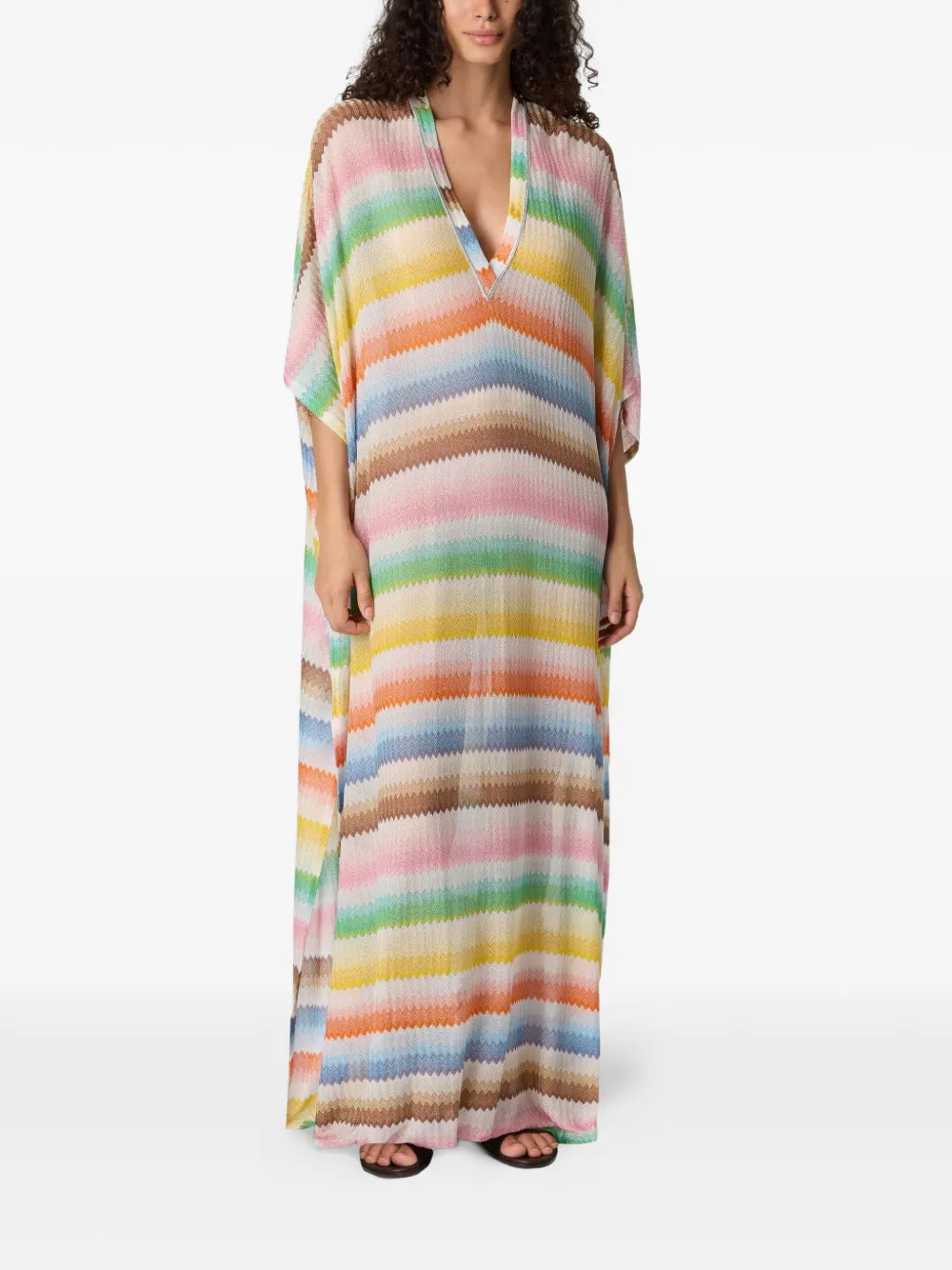 V-Neck Zigzag-Motif Cover-Up