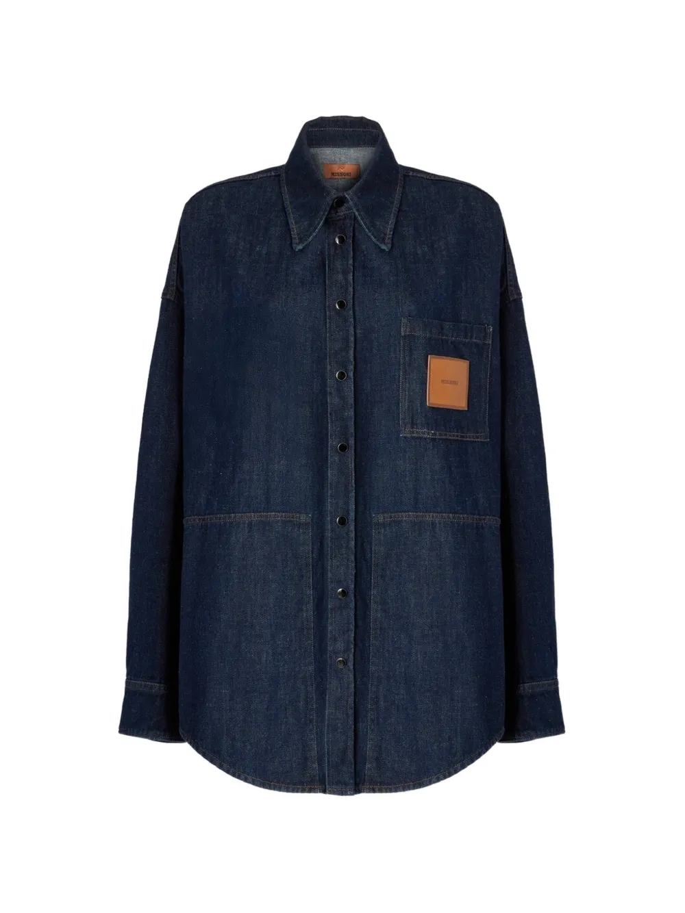 Missoni logo-patch chest-pocket shirt - Blu