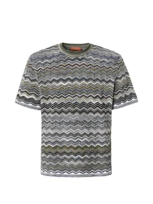 Missoni chevron-pattern short-sleeved t-shirt | Blue | FARFETCH