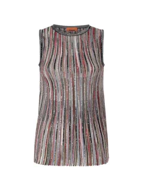 Missoni ribbed mixed viscose sleeveless top with sequins
