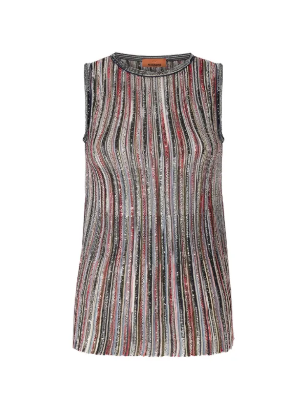 Missoni Striped Sequin-embellished Top in Black