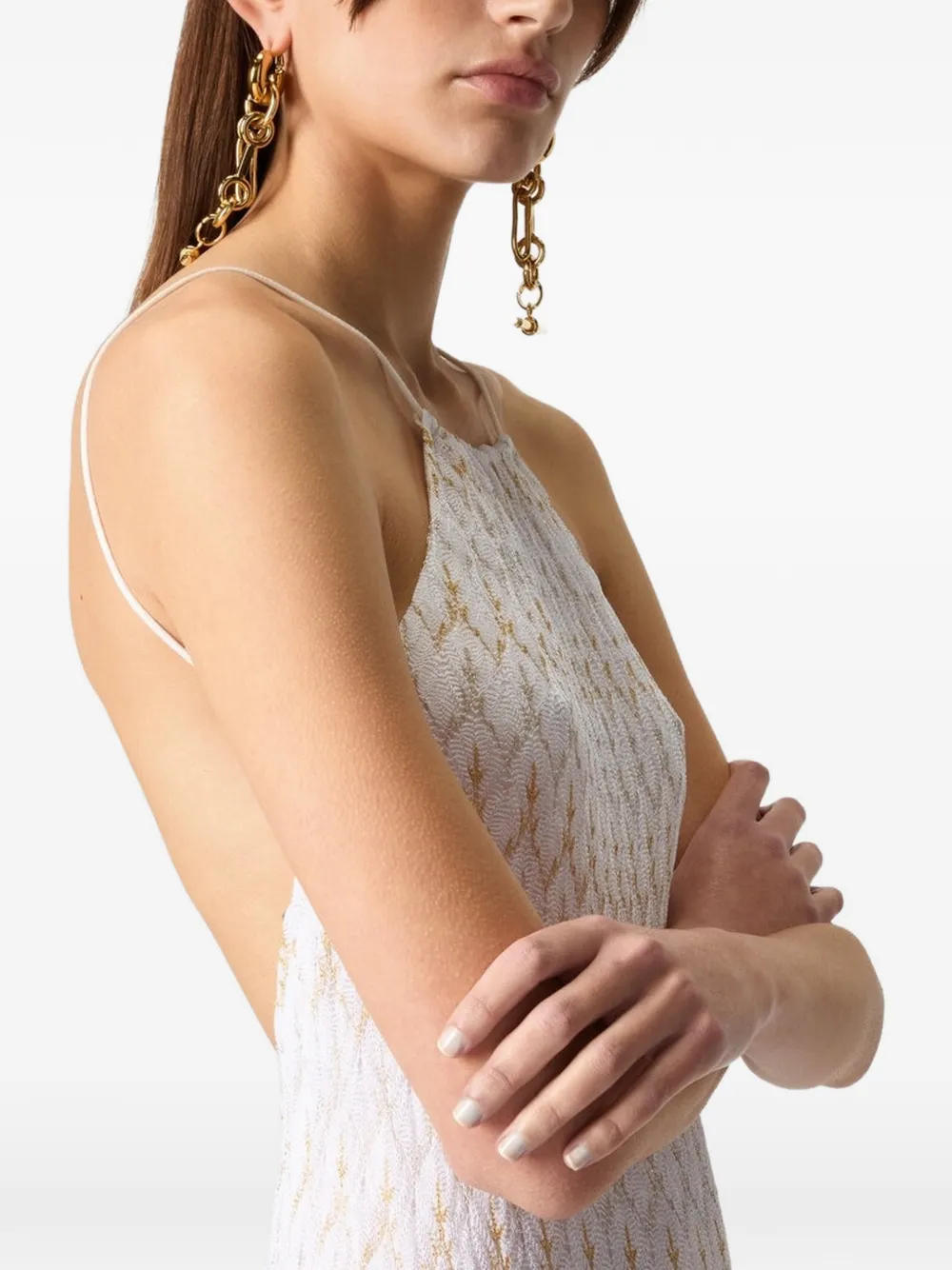 Missoni Maxi-jurk met halternek en patroon Wit