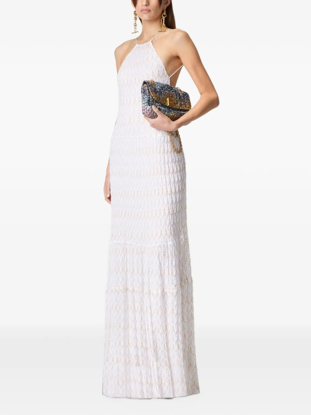 Missoni Maxi-jurk met halternek en patroon Wit