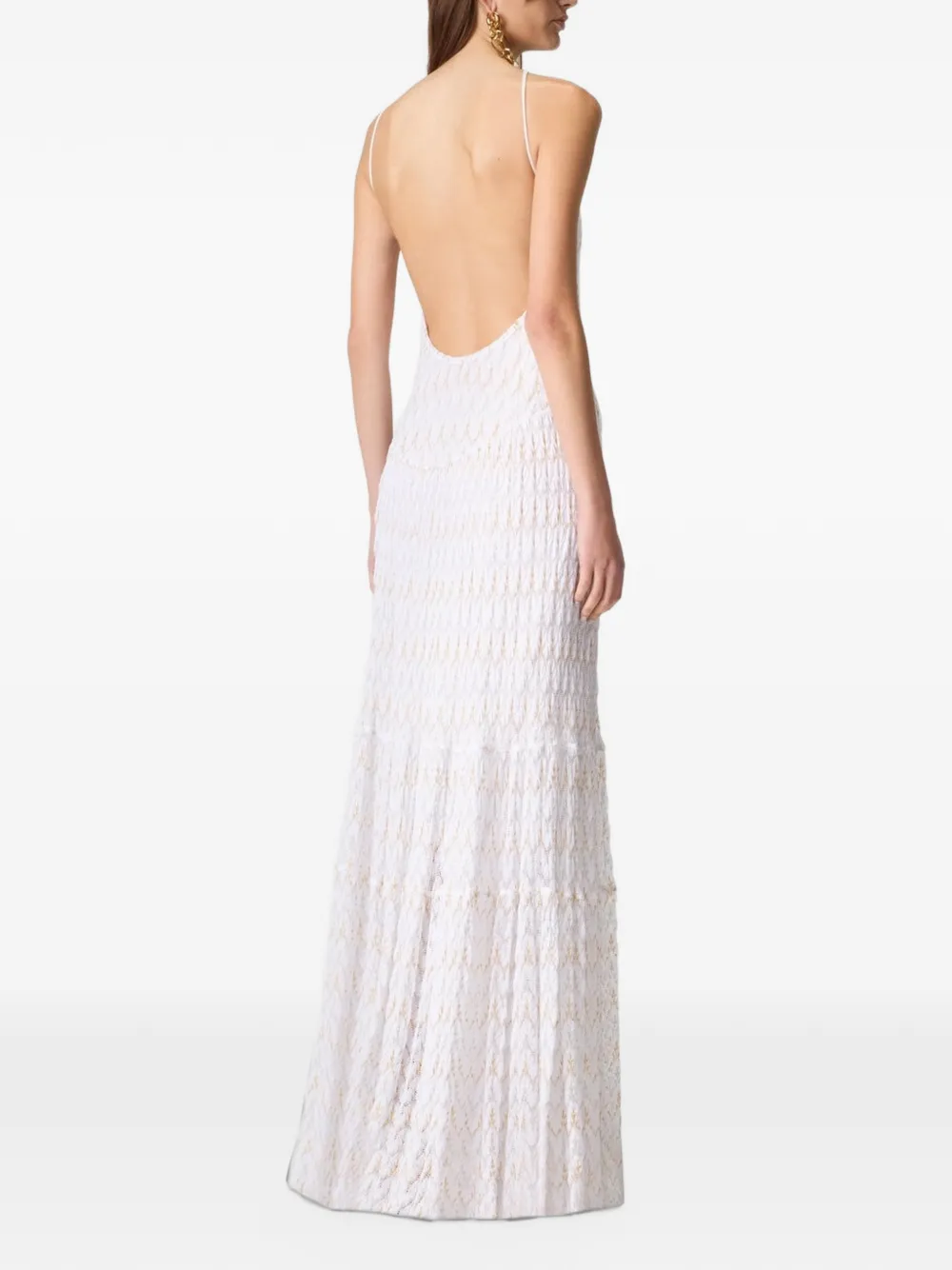 Missoni Maxi-jurk met halternek en patroon Wit