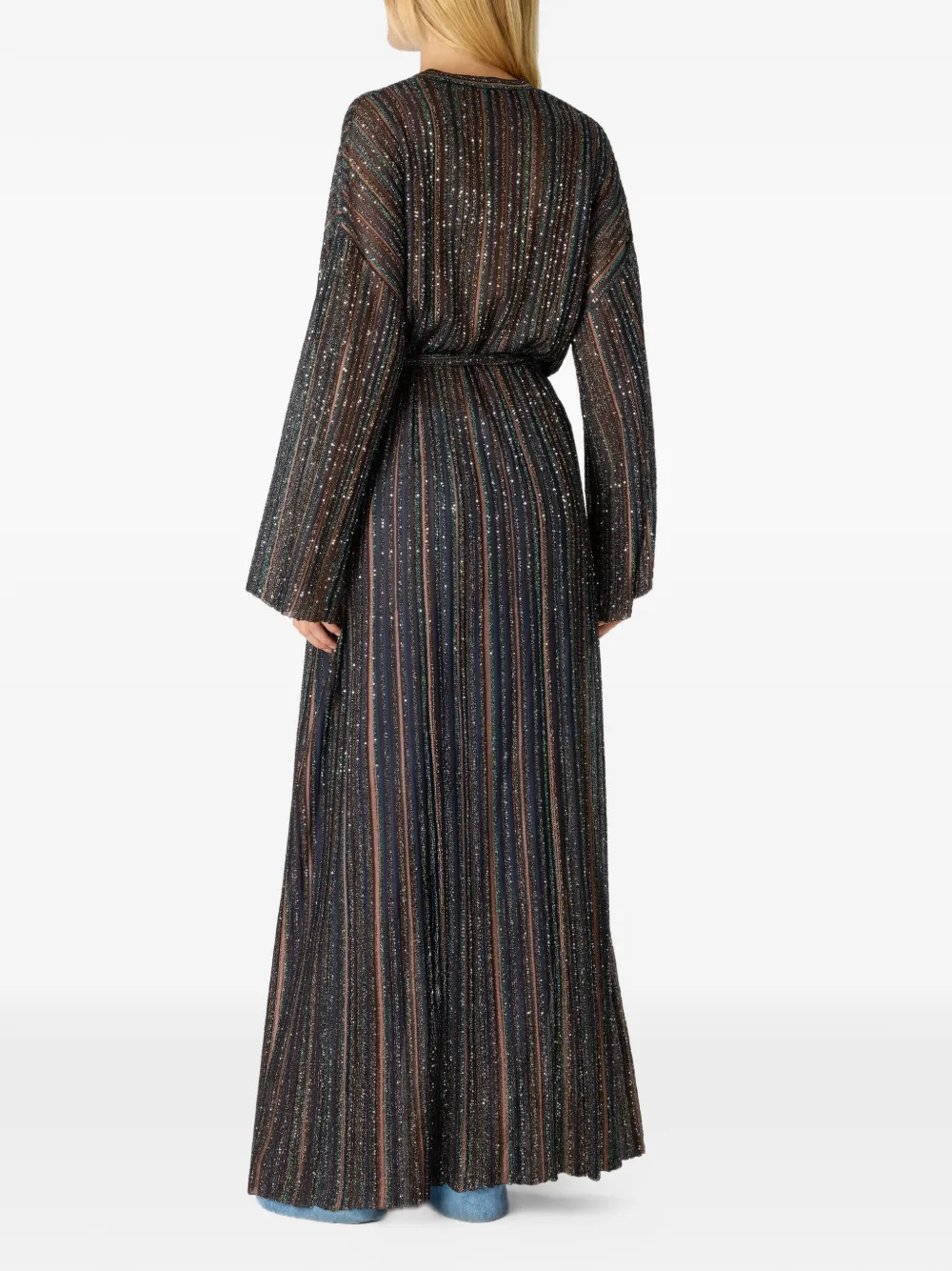 Missoni Gestreepte vestjas met ceintuur Zwart