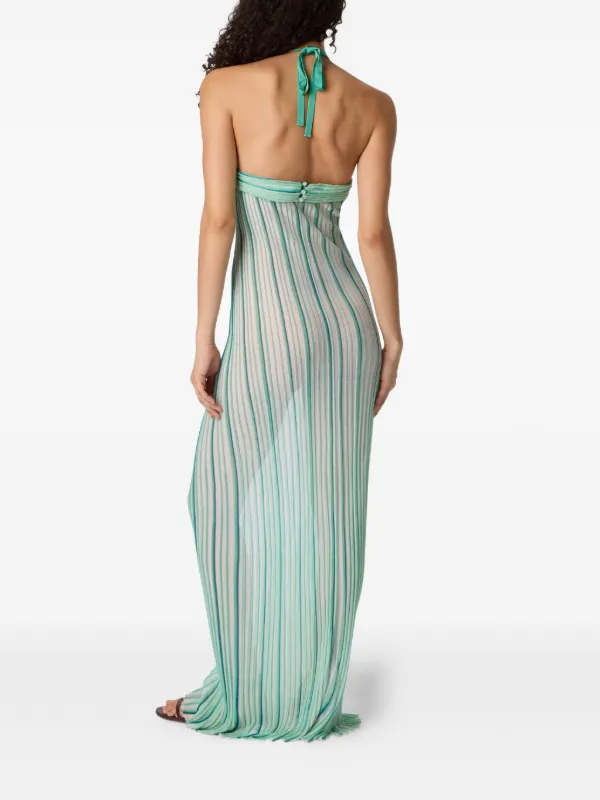 Missoni - Long cover-up Dress in ribbed viscose, Women, White & Light Blue, Size: S