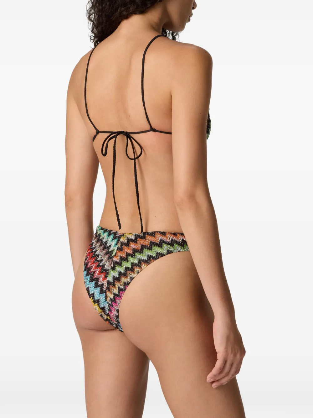 Missoni Lamé viscose bikini met zigzag-patroon en high-waist slip Zwart