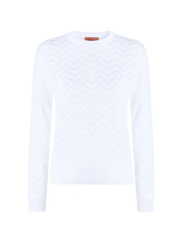 Missoni Chevron Knit Jumper in White
