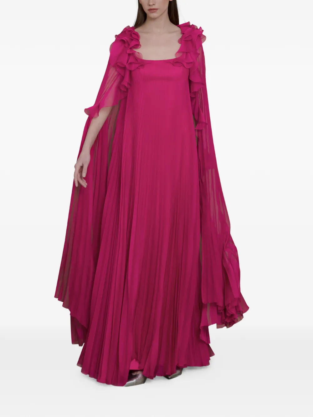 Gemy Maalouf Maxi-jurk met geplooide ruches Roze