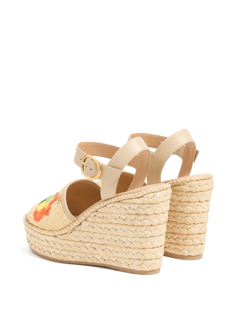 Valentino Garavani Bribri espadrilles met geborduurde bloemen en sleehak Beige