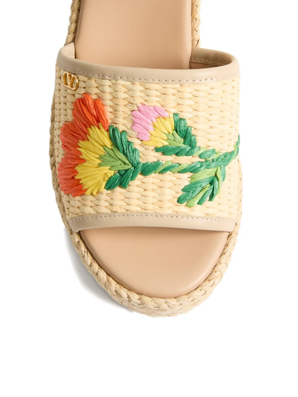 Valentino Garavani Bribri espadrilles met geborduurde bloemen en sleehak Beige