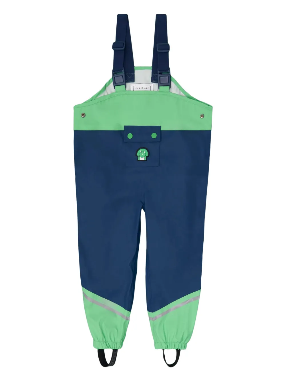 Roarsome Spike The Dinosaur Pocket waterproof dungarees | Blue | Image 1