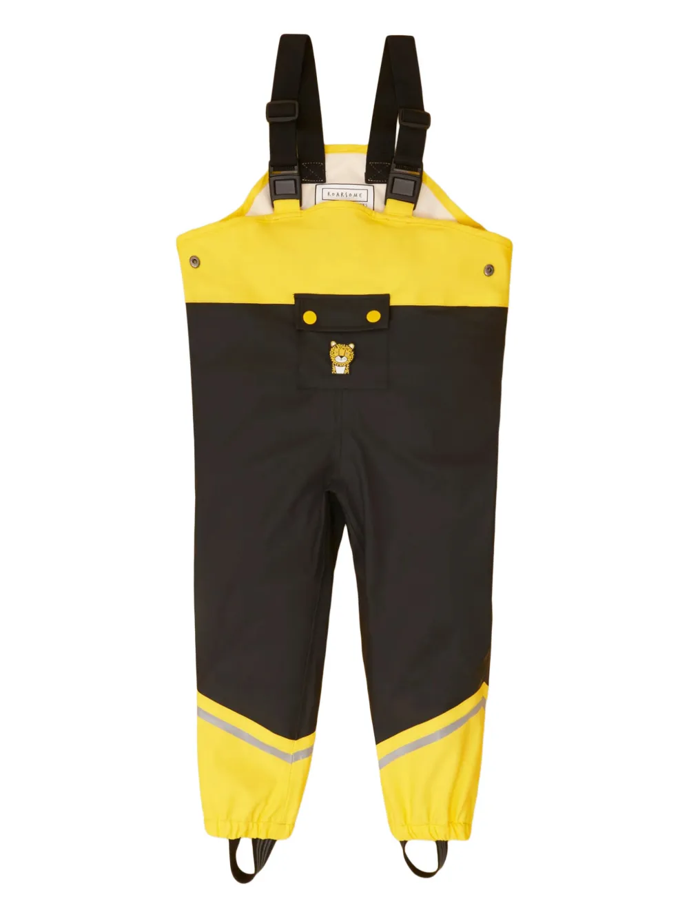 Roarsome Kids' Tiger-embroidered Waterproof Dungarees In Black