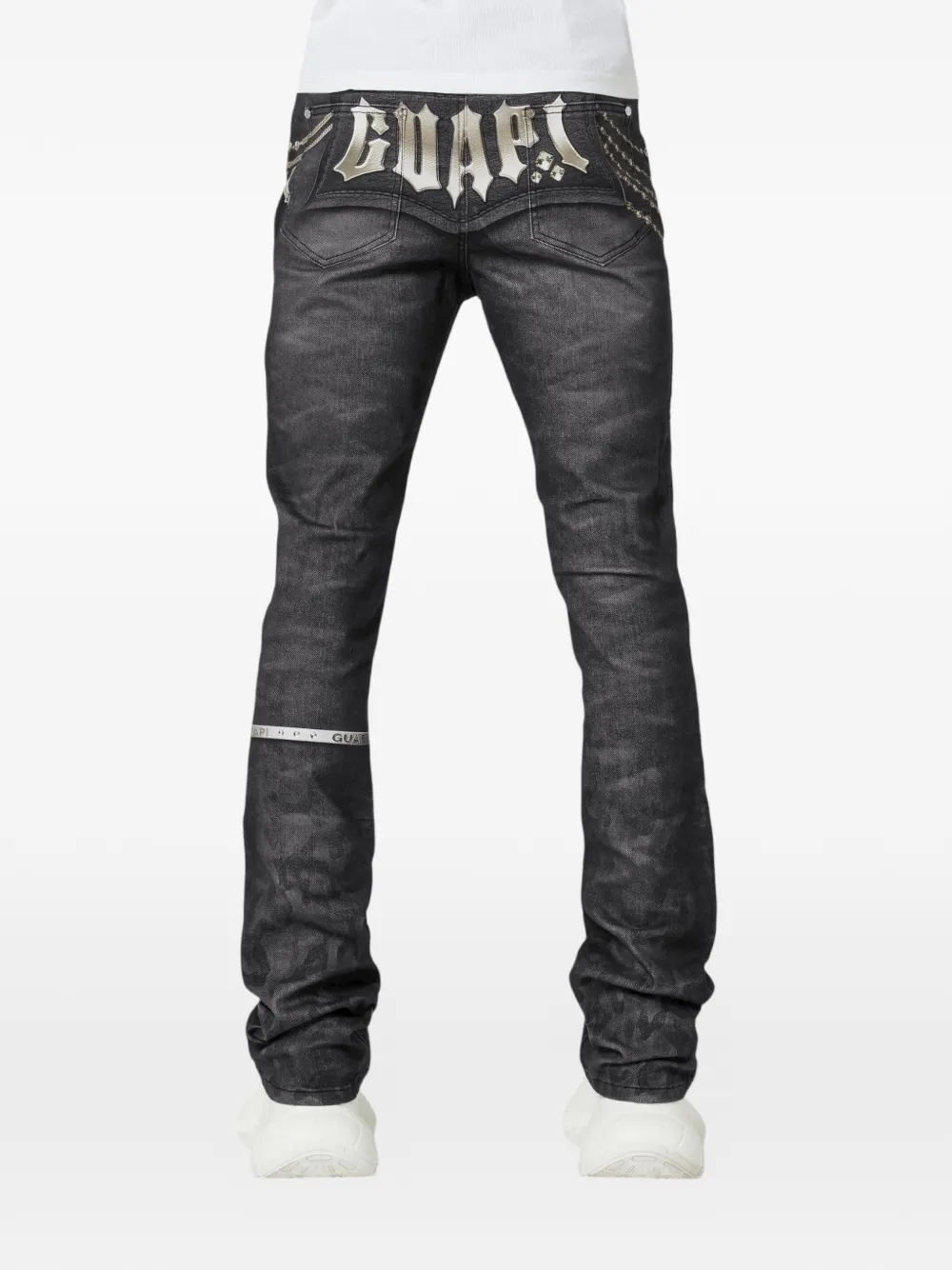 Guapi Heavens Rosary Crosses Vault Jeans In Gray