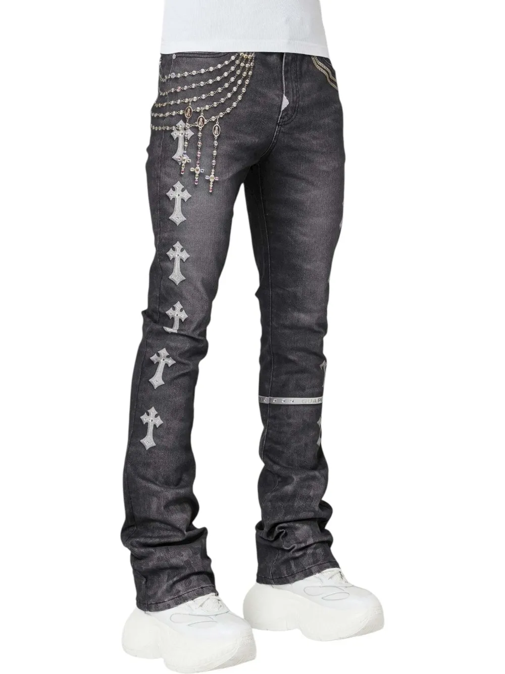  Guapi Heavens Rosary Crosses Vault Jeans - Grey 