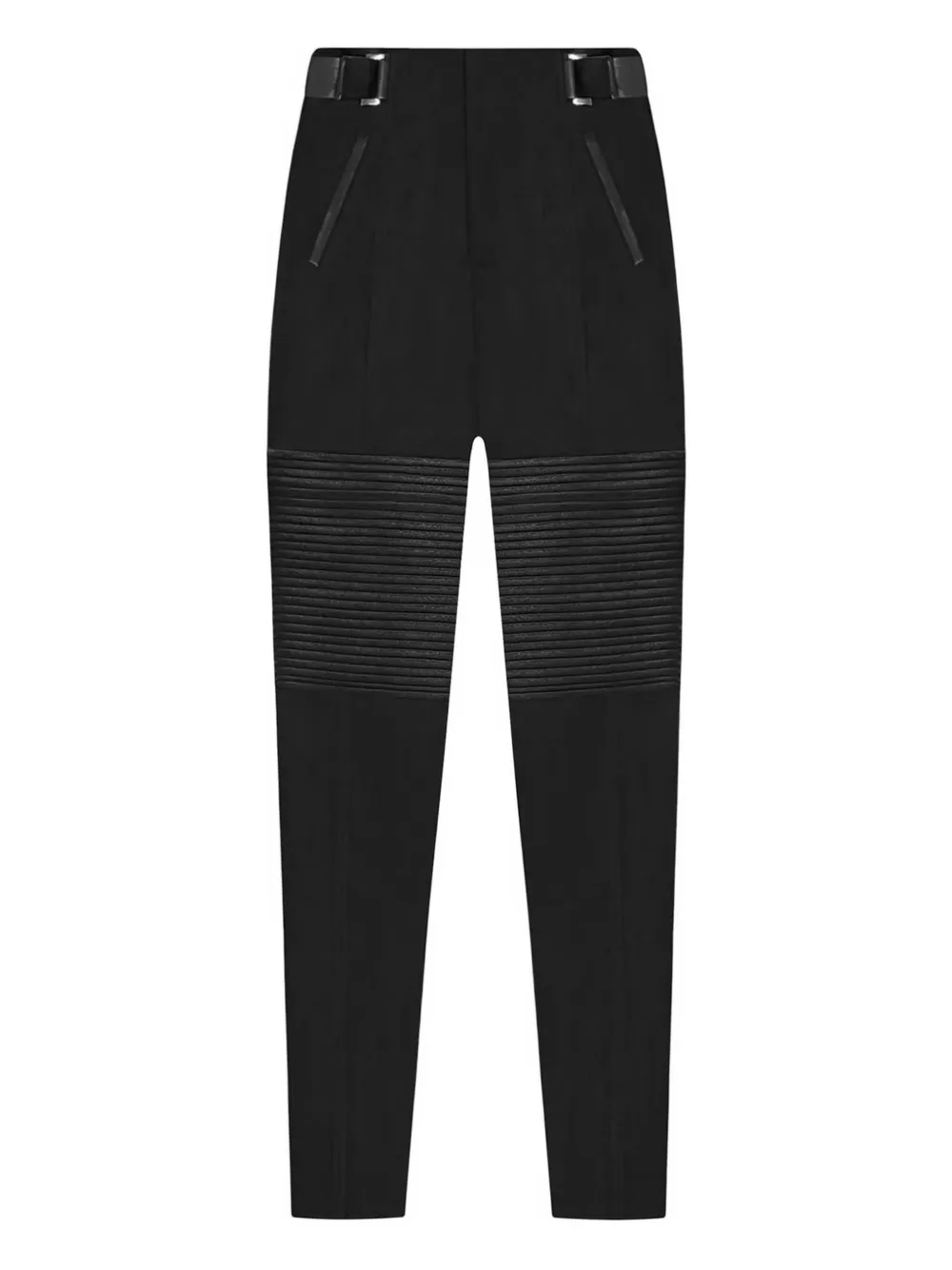Manière De Voir ribbed knee panel eiffel plaque leggings - Nero