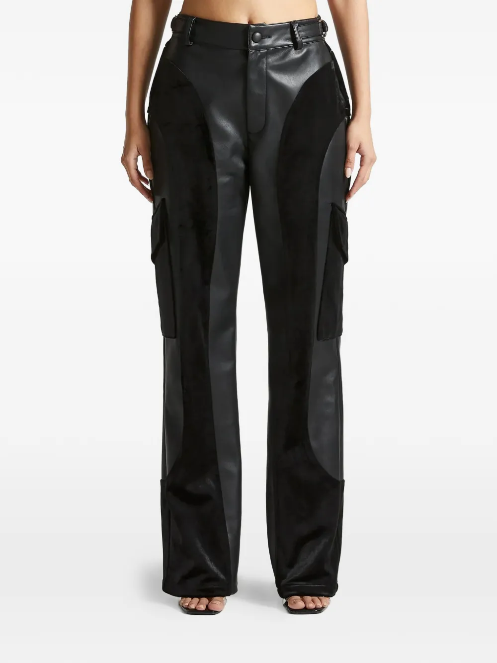 Manière De Voir velvet panel cargo trousers - Schwarz