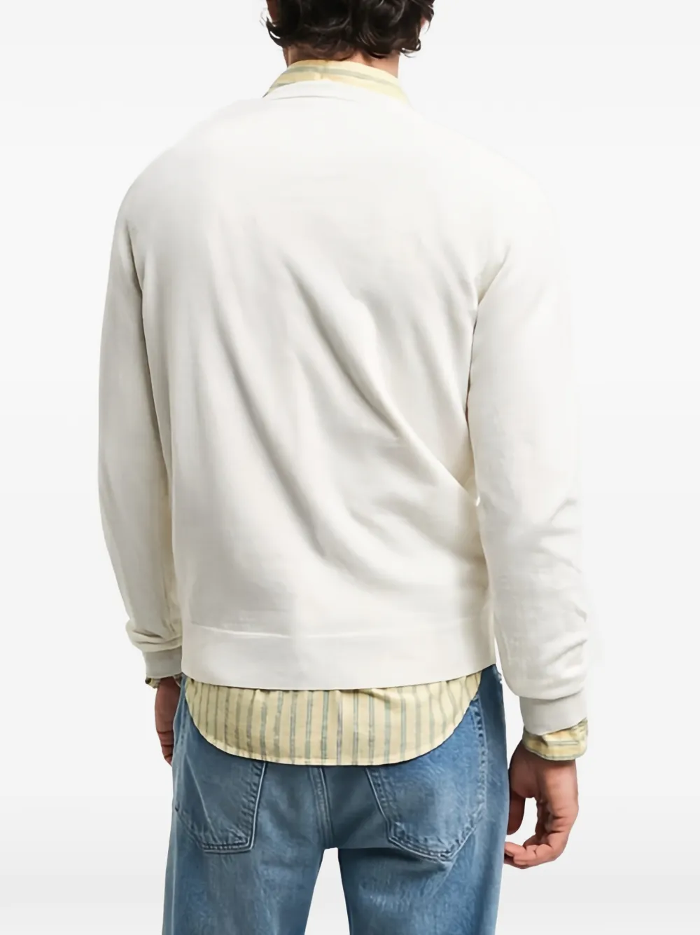 Gant C-neck Superfine Lambswool Sweater In White