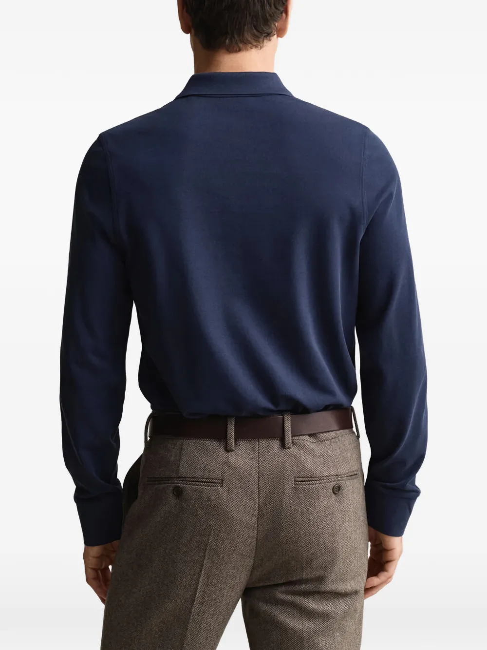 Gant Pique poloshirt met lange mouwen Blauw