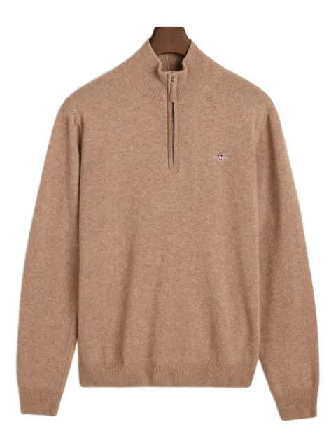 Gant pull en laine d'agneau à col zippé