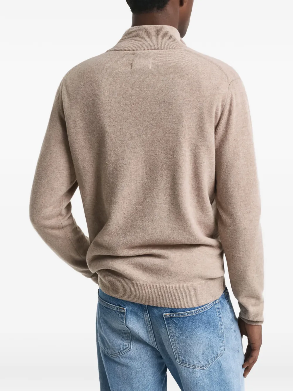 Gant Half Zip Lambswool Sweater In Neutral