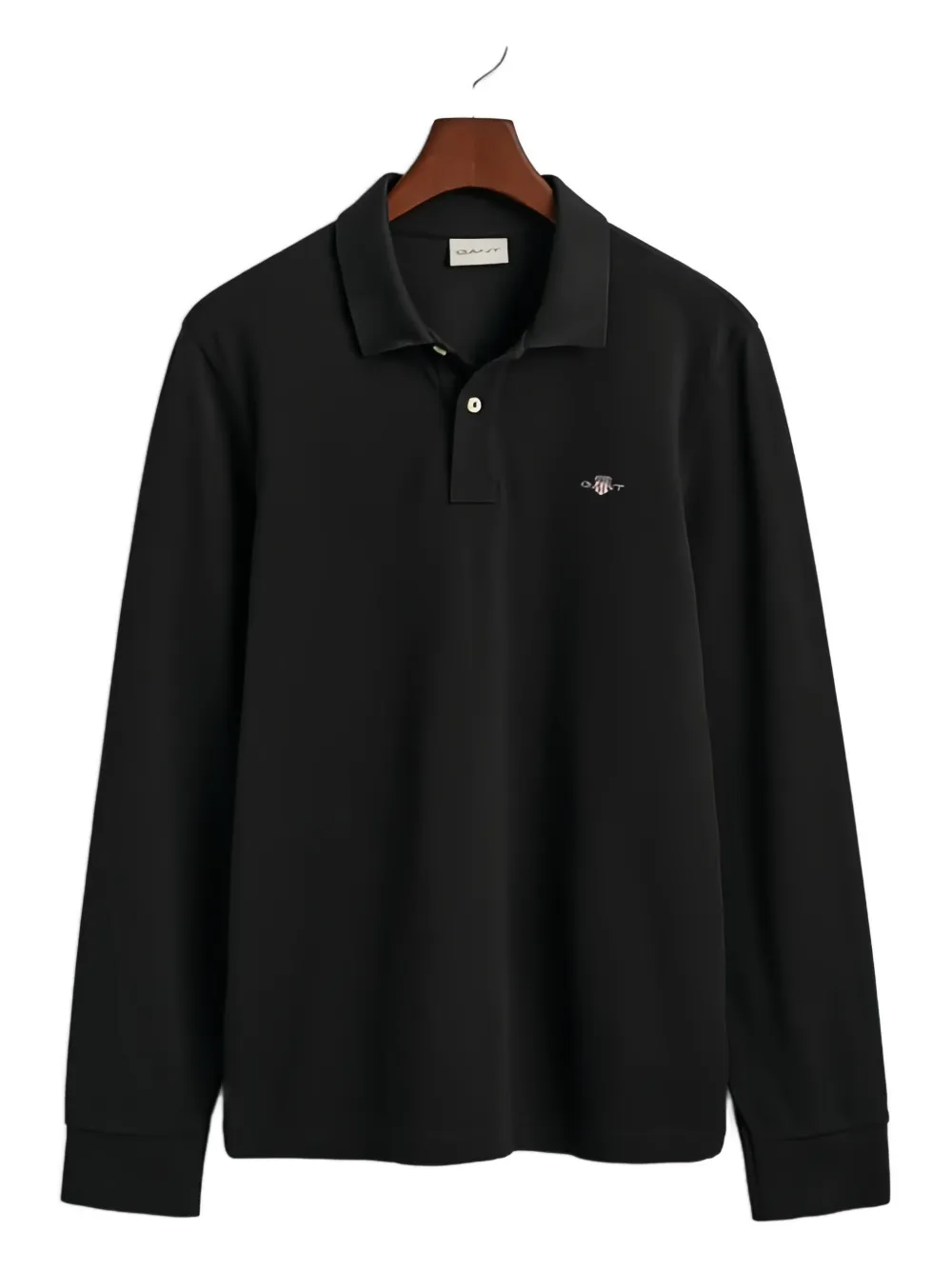 Gant Long-sleeve Pique Rugby Polo Shirt In Black