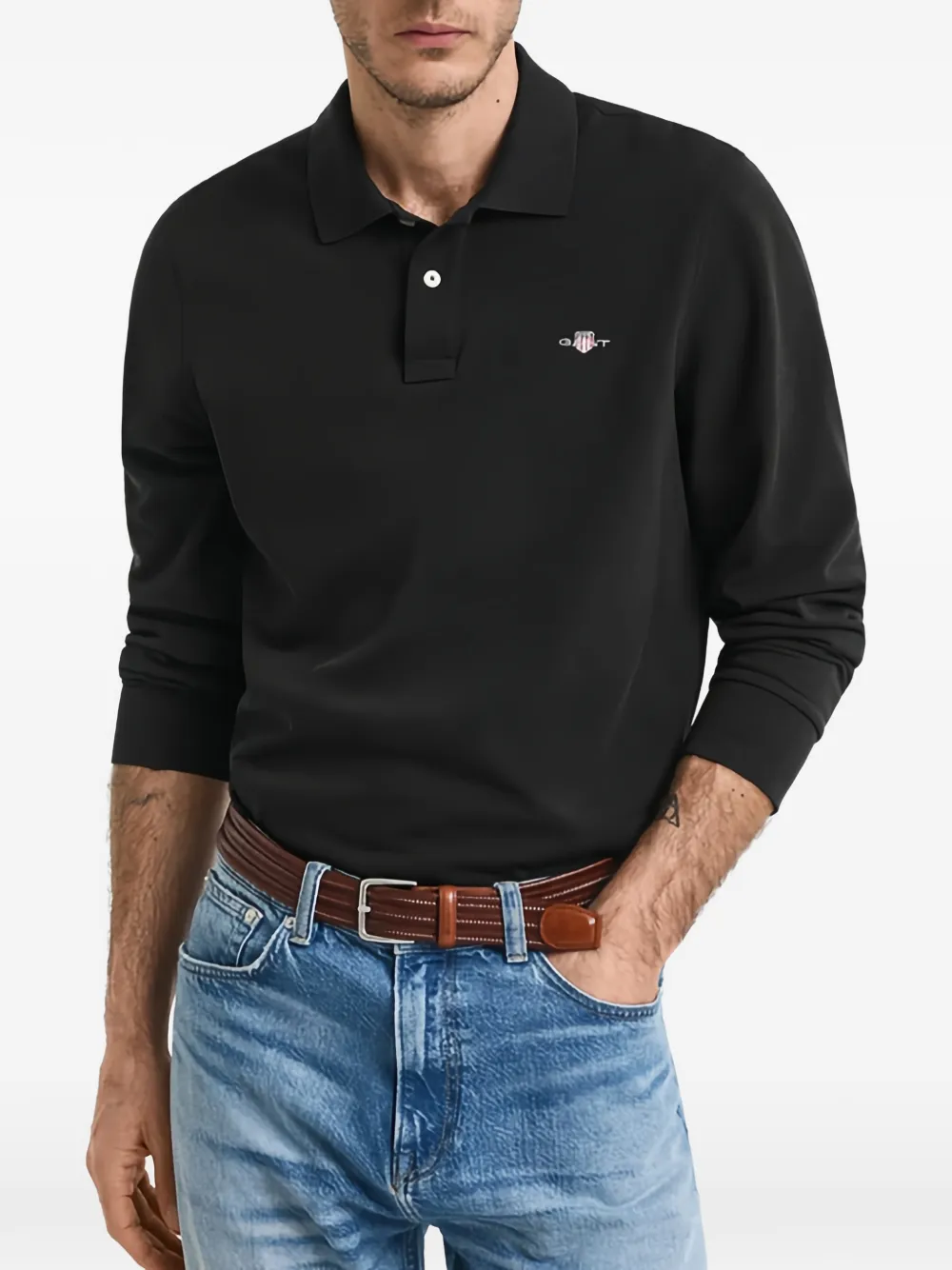 Gant Rugby poloshirt met lange mouwen - Zwart