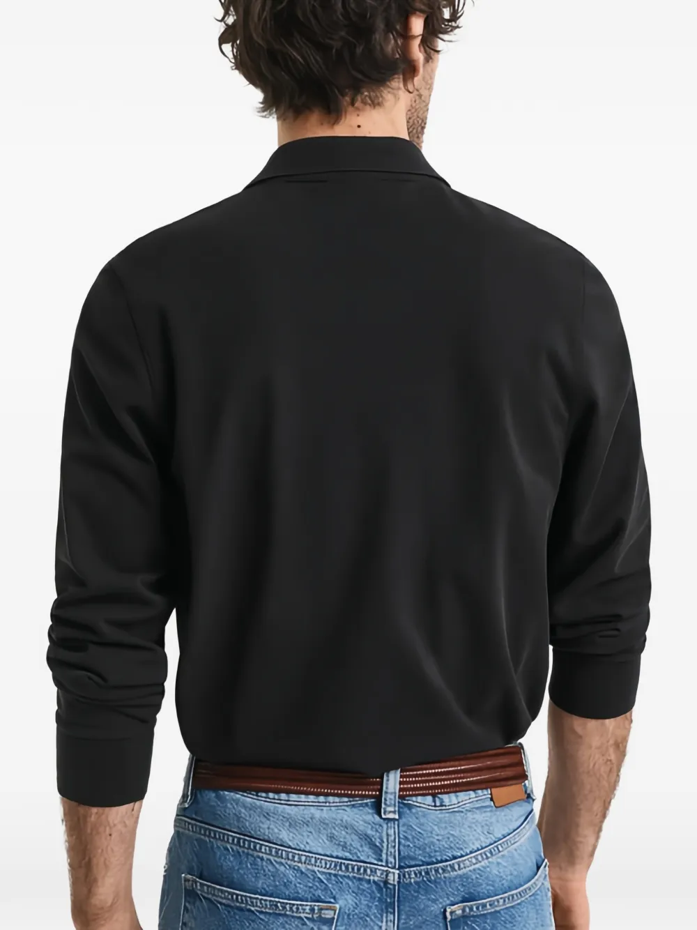 Gant Long-sleeve Pique Rugby Polo Shirt In Black