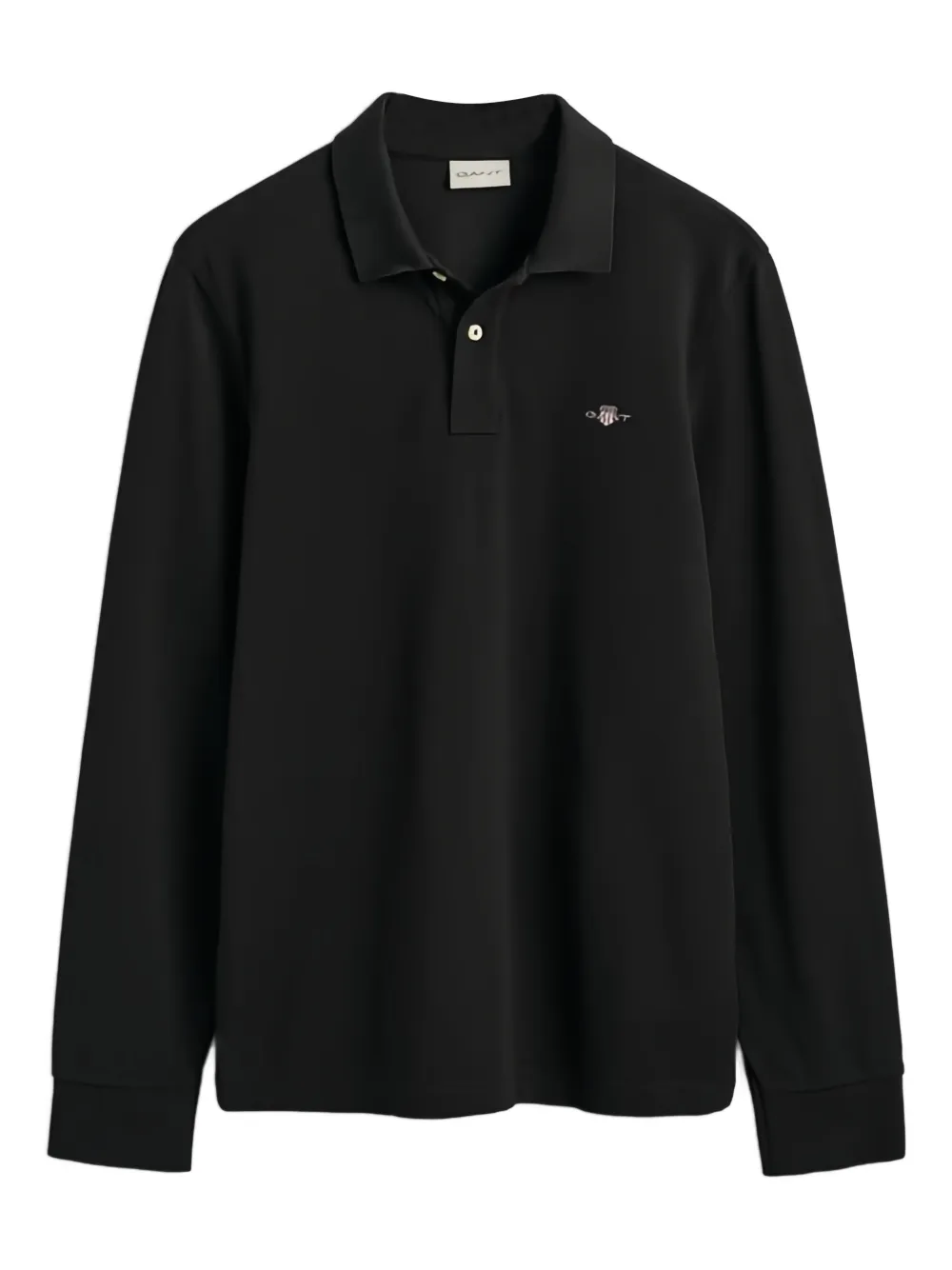 Gant long-sleeve pique rugby polo shirt | Black | Image 1