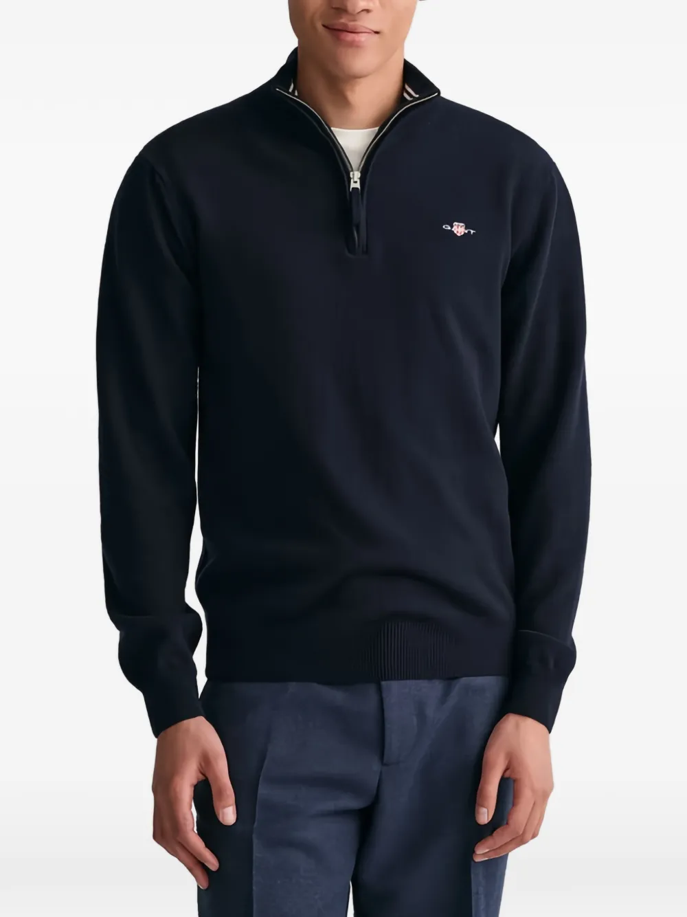 Gant half zip lambswool sweater - Blauw