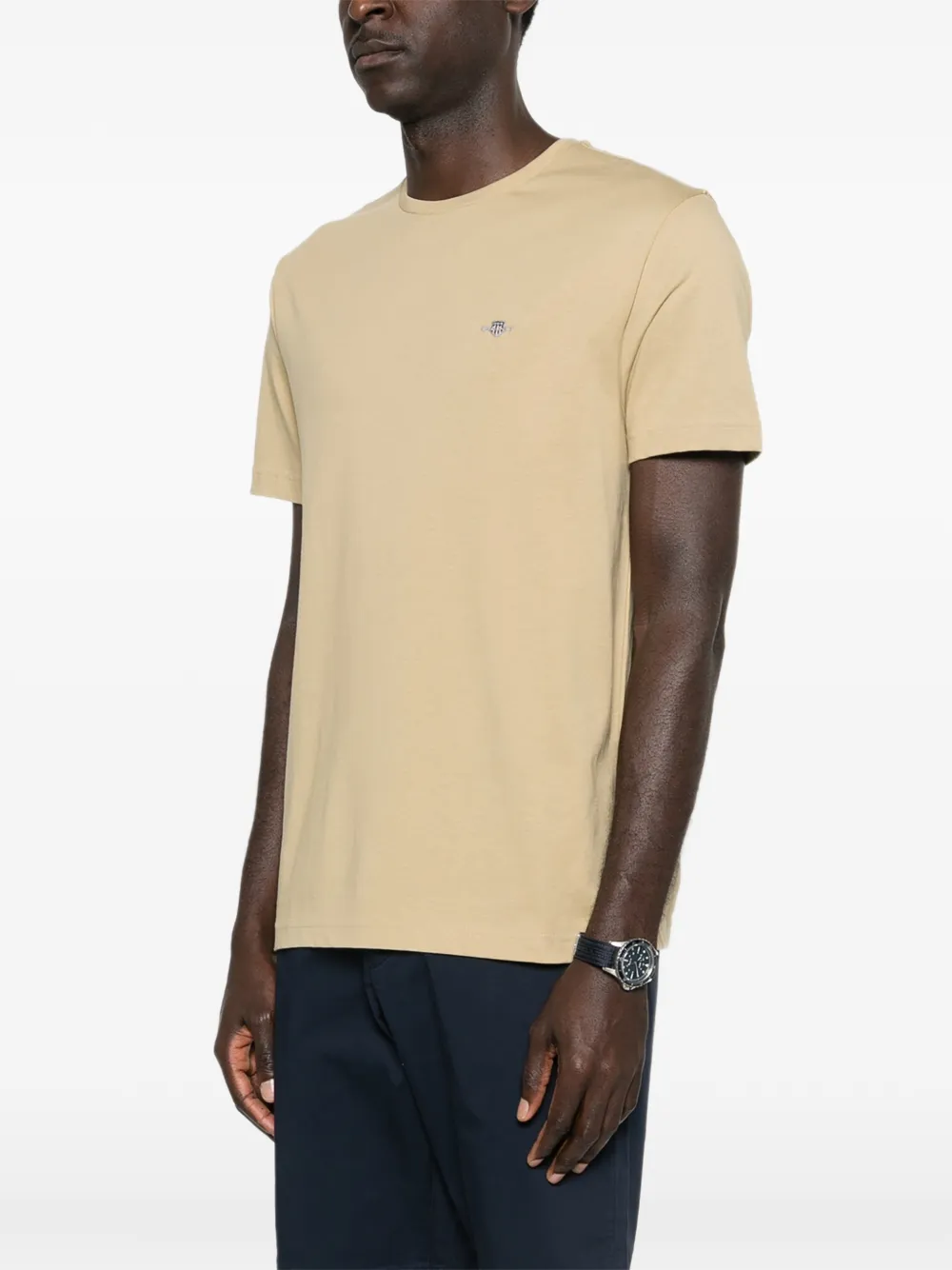 Gant T-shirt met logo Beige