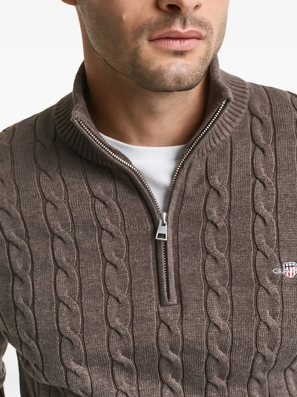 Cable-Knit Half-Zip Sweater