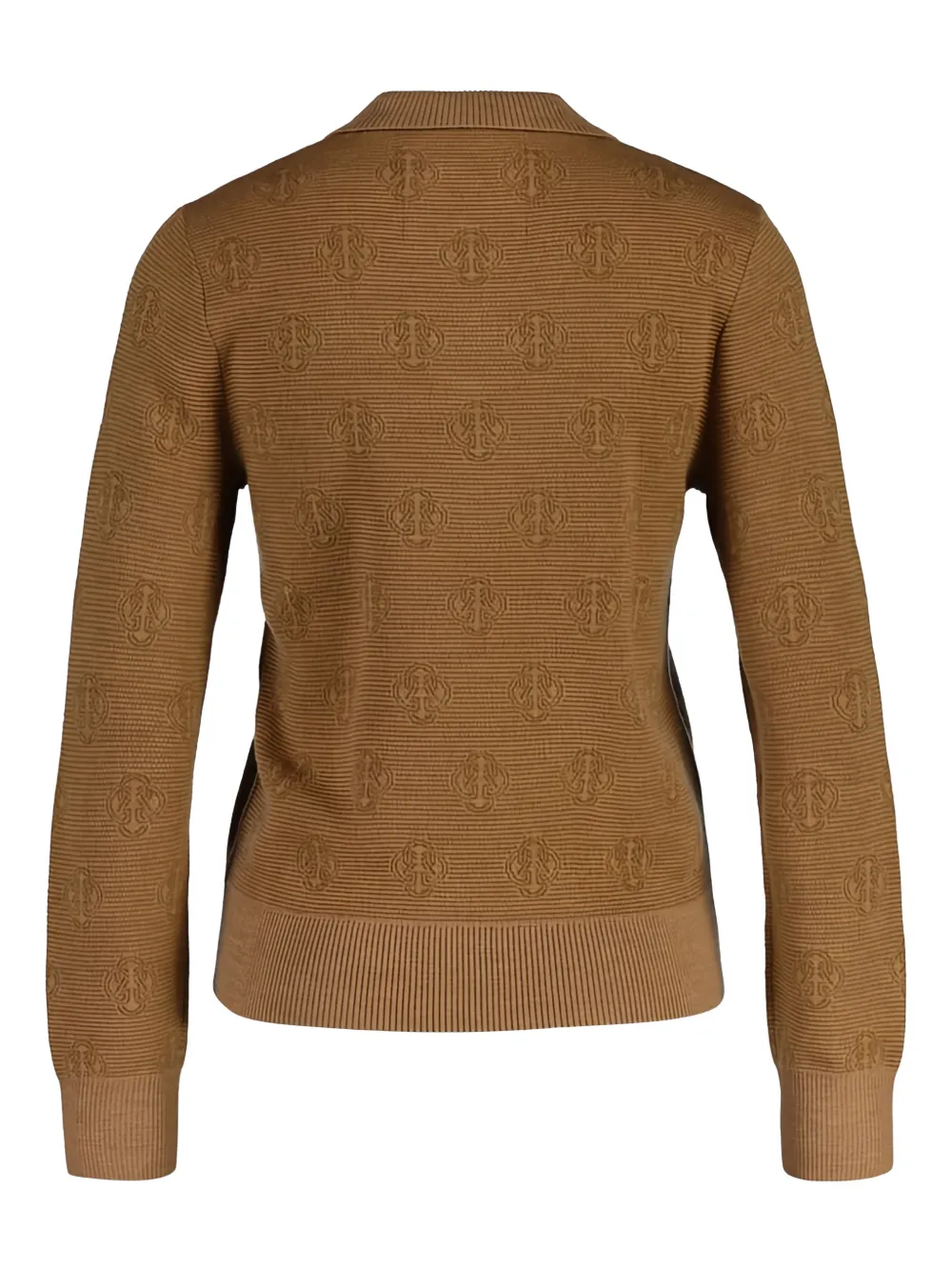 Gant Monogram-pattern Knitted Polo Shirt In Brown
