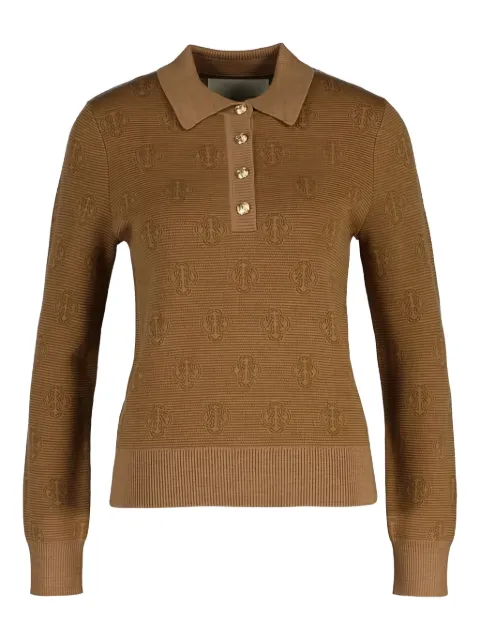Gant monogram-pattern knitted polo shirt