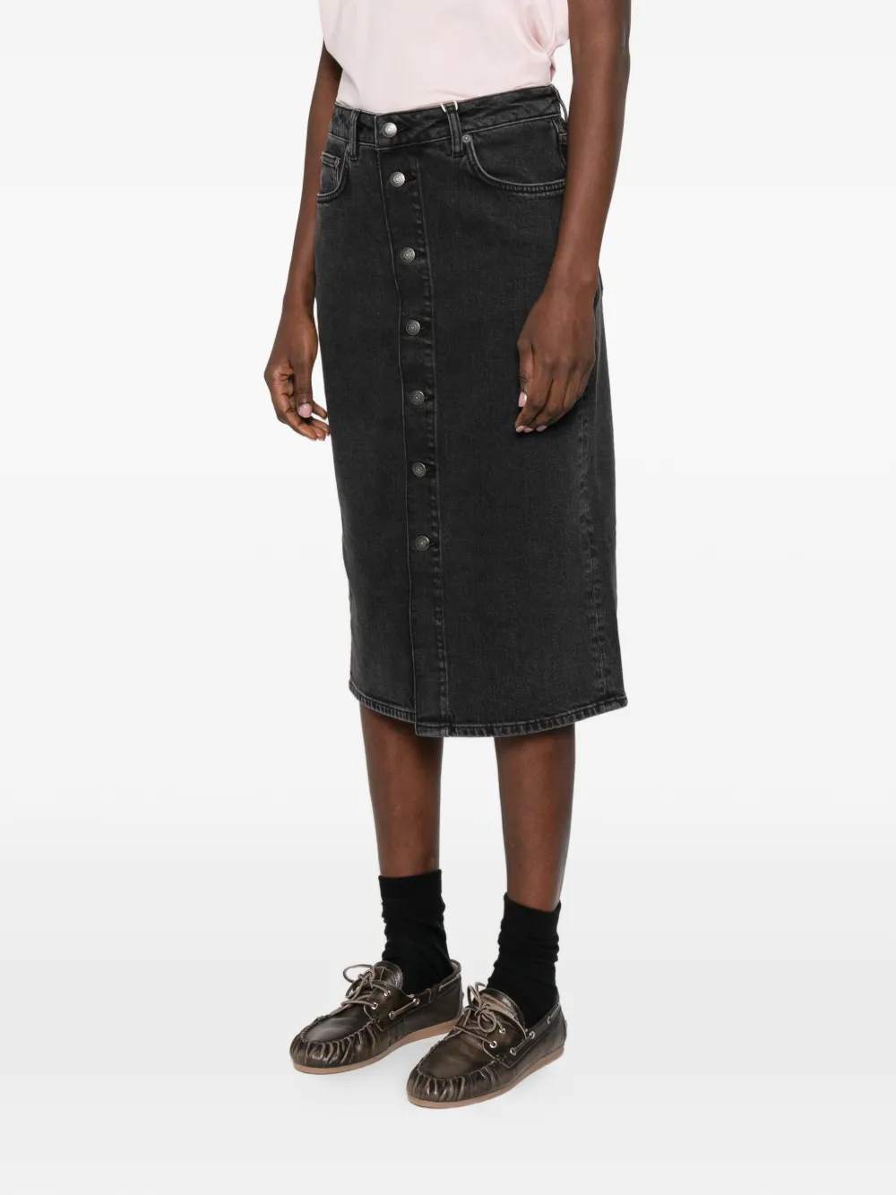  Gant Button-up Denim Midi Skirt - Grey 