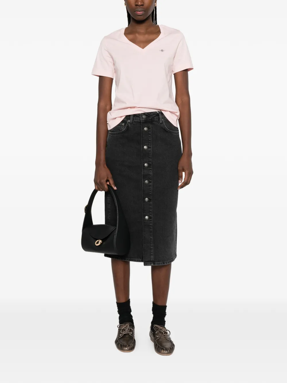  Gant Button-up Denim Midi Skirt - Grey 