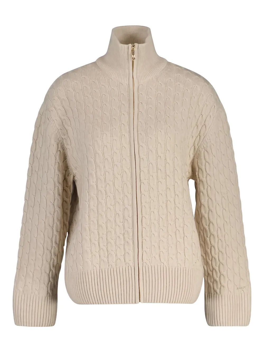 Gant Cable-knit Zip Cardigan In Neutral