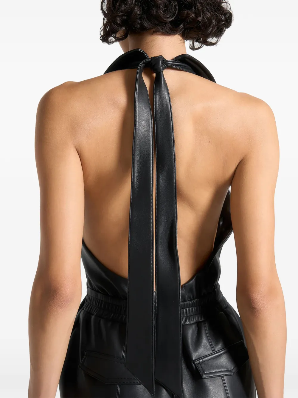 Manière De Voir Halterneck Cargo Jumpsuit In Black