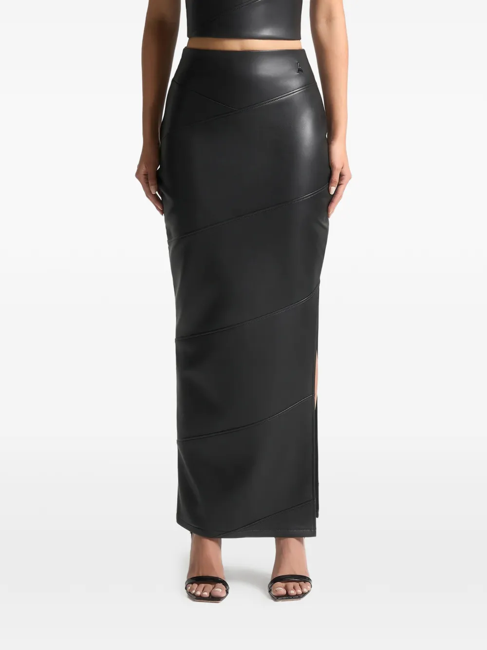Manière De Voir panelled split hem maxi skirt - Zwart