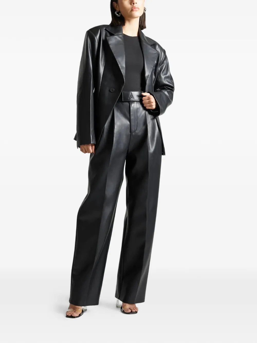 Manière De Voir pleated logo-detail trousers - Zwart