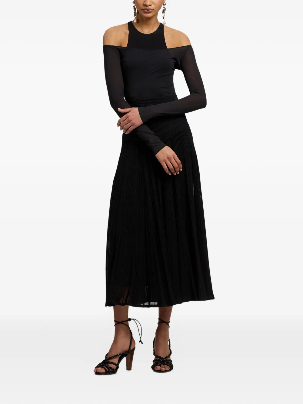  Ralph Lauren Collection Maxine Layered Racerback Top - Black 