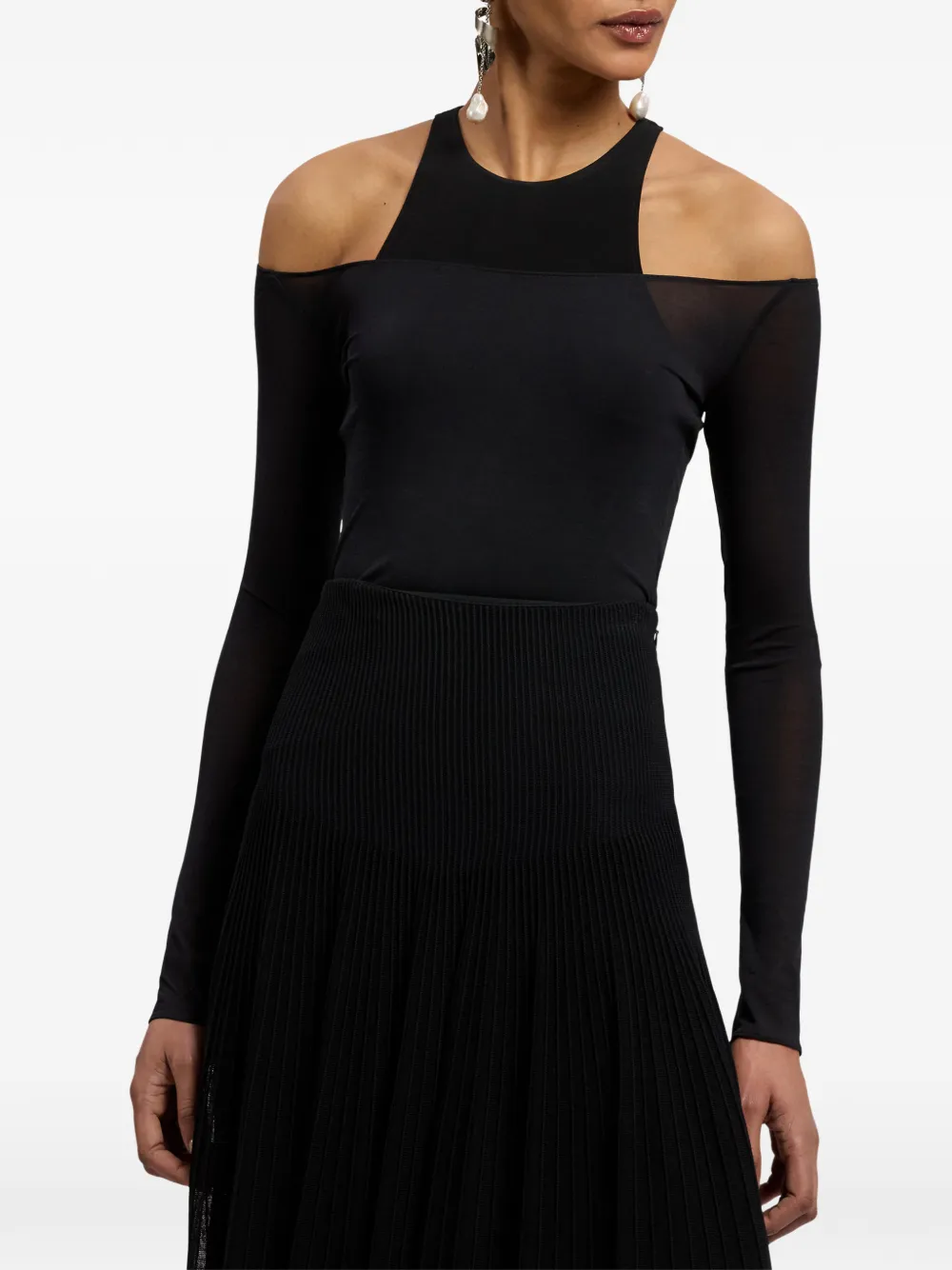  Ralph Lauren Collection Maxine Layered Racerback Top - Black 
