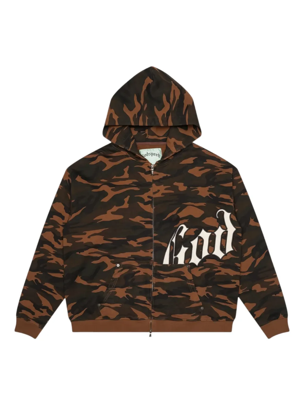 GODSPEED OG logo camouflage-print hoodie | Brown | Image 1