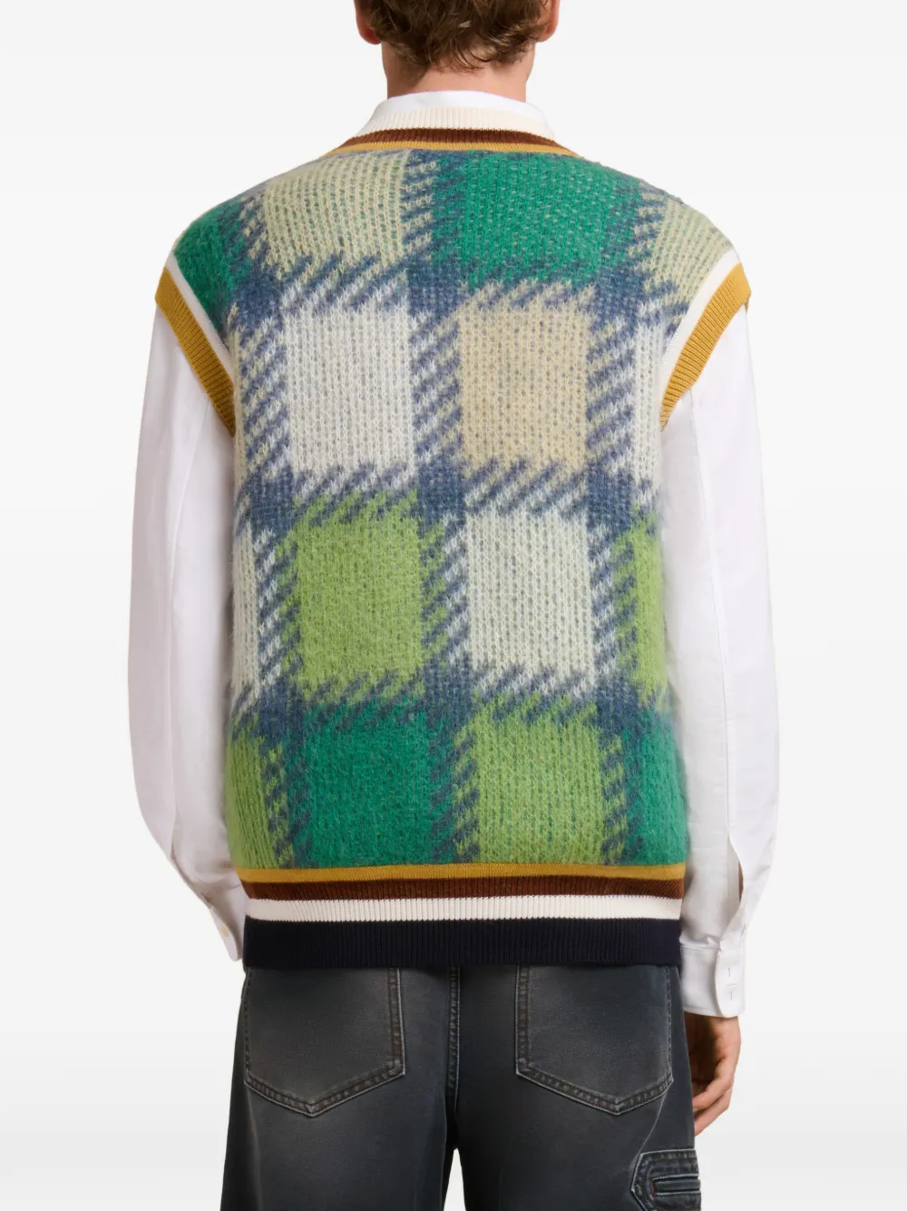 Marni Geruite spencer met V-hals Groen