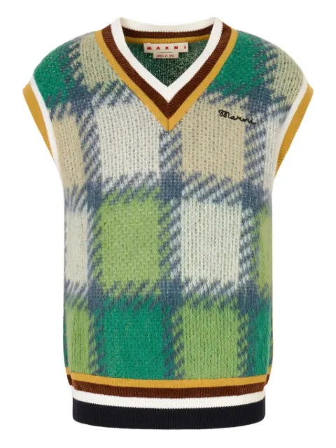 Marni checked V-neck vest