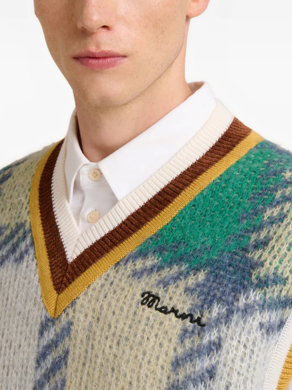 Marni Geruite spencer met V-hals Groen