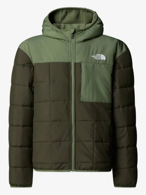 The North Face Kids chamarra capitonada reversible con logo bordado